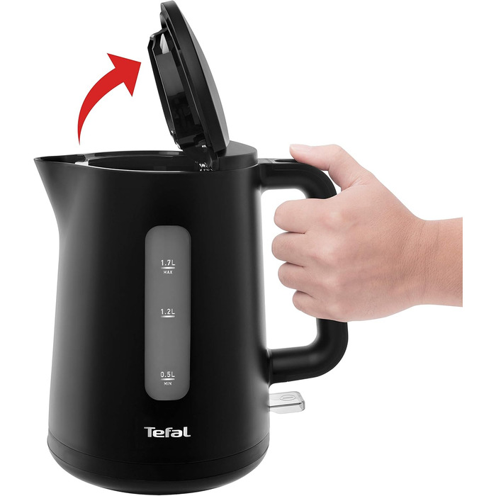 Електричний чайник Tefal Includeo KI5338, 1.7 л, 2400 Вт, з фільтром та протиковзкою ручкою, чорний