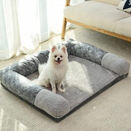 Софа для собак Nyescasa, ортопедична, нековзна, тепла, сіра, розмір S (55 x 45 x 13 см)