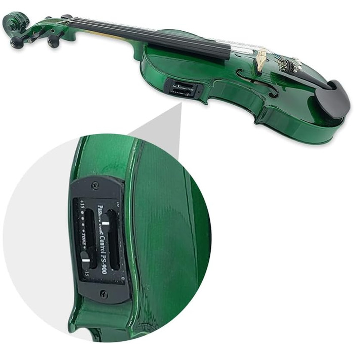 Електрична скрипка з 5 струнами, кленова та ялицева деревина, акустична скрипка, ебонітові фурнітури, 4/4, блакитний (зелений) колір