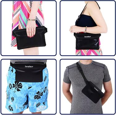 Водонепроникна поясна сумка-мішок Ivoler з водонепроникним чохлом для телефону, універсальна пляжна сумка для водного спорту, плавання, відпочинку на човні (чорна)