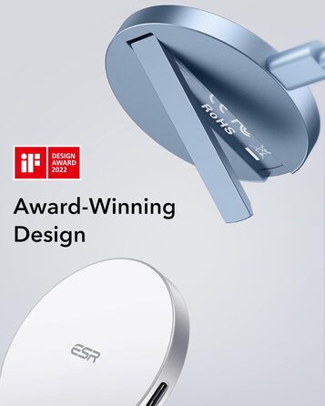 Бездротовий зарядний пристрій ESR MagSafe з підставкою для iPhone 17/16/16 Pro/16 Pro Max/15/14/13, AirPods 4/3/2 Pro, білий (без адаптера живлення)