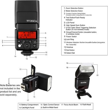 Спалах Godox TT350S TTL 2.4G HSS 1/8000s GN36 для Sony - Сумісний зі Sony Mirrorless