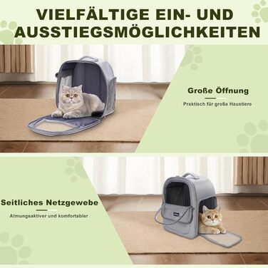 Рюкзак для кота/собаки до 7 кг, дихаючий, з сіткою та страхувальним ремінцем – водонепроникний оксфорд, для подорожей, ветеринара (сірий)