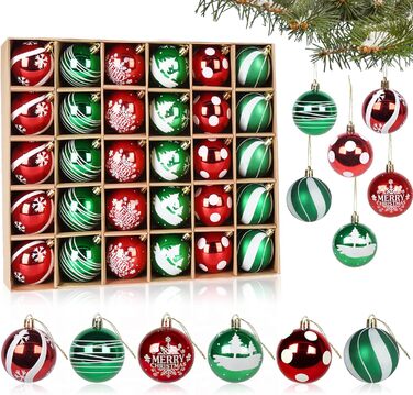 Набір ялинкових прикрас - 30 кульок 6см, пластик, темно-синій та білий, для ялинки