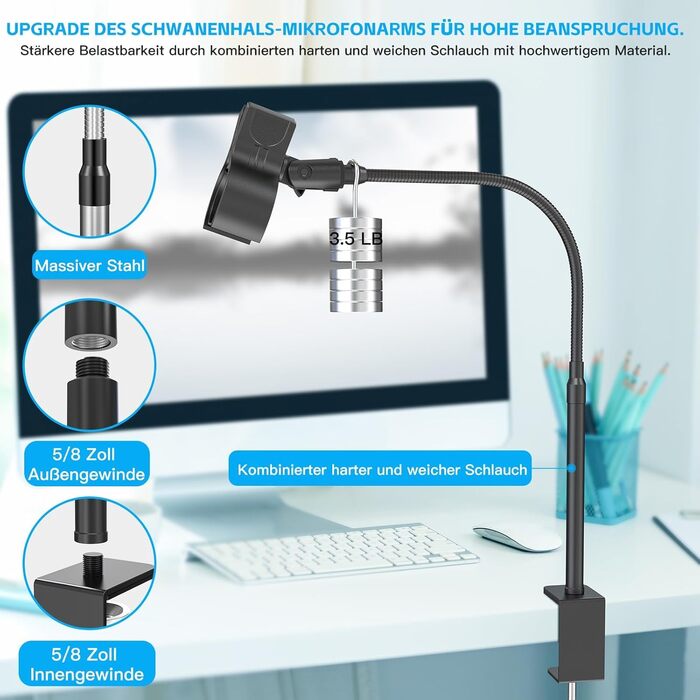 Кріплення для мікрофону Zealsound Hy20-19: регульований штатив-ластик з кріпленням, адаптер 3/8' - 5/8', для Blue Snowball, Ice, Spark, SoloCast