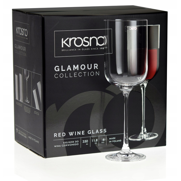 Набір келихів для білого вина, червоного вина та води Krosno Glamour, прозорі, 350 мл, 6 шт.