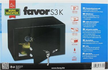 Трюмо Burg Wächter Favor S3 E з сейфовим замком, чорний, 200 x 310 x 200 мм, подвійний ригель, Single