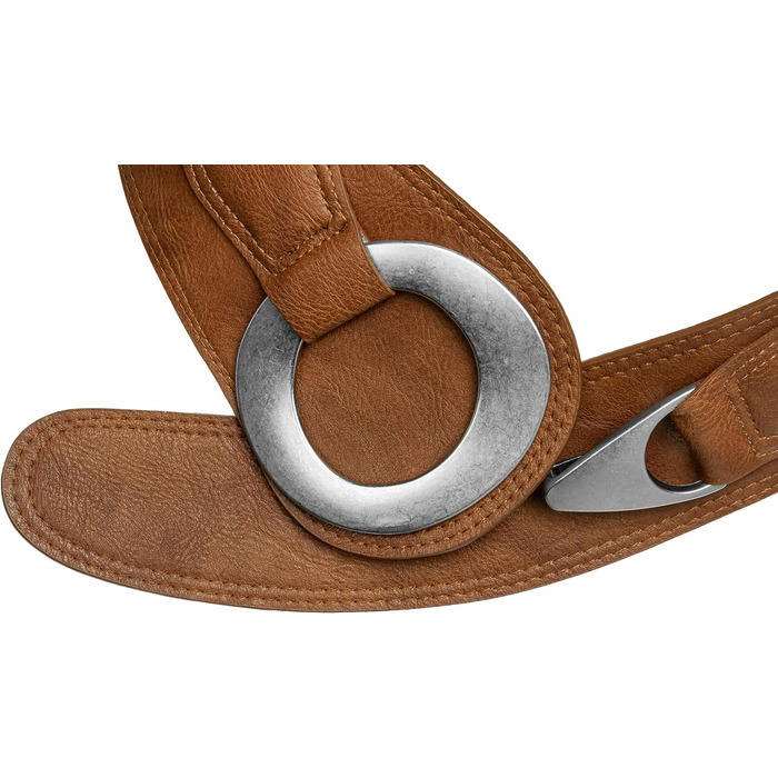 Жіночий шкіряний ремінь Caspar GU243 широкий, металева пряжка, колір коньяк (115 см)