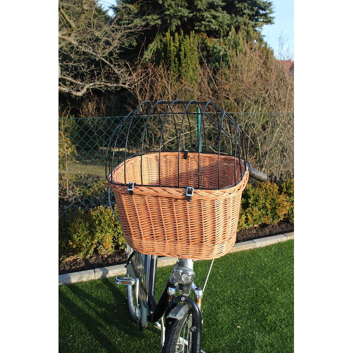 Корзина для велосипеда для собак з ручки з лози з металевою сіткою XL/XXL. Корзина для тварин, велосипедна корзина, натуральний матеріал (без подушки).