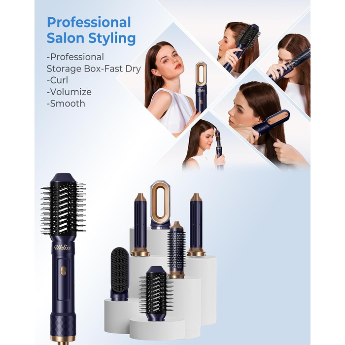UKLISS Airstyler 6 в 1: Фен-щітка, стайлер для волосся, локони, укладка, подарунок для жінок (Бежевий)