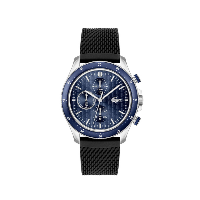 Годинник чоловічий Lacoste Neo Heritage Chronograph Quartz (чорний) з браслетом з нержавіючої сталі або силікону