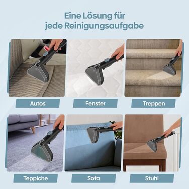 Olvy Teppichreiniger 2.0 - Потужний очищувач килимів з 17000 Па, шлангом 1.6м, кабелем 4м, функцією самоочищення та 500мл миючого засобу - для килимів, диванів, матраців та авто