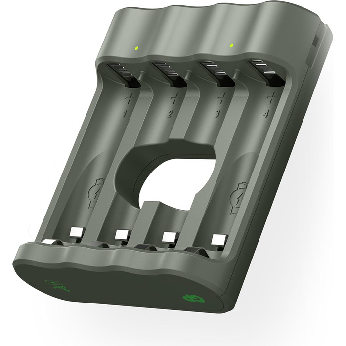 Зарядний пристрій для акумуляторів GP Charge&Save AA AAA з USB-C, 4 слоти, швидка зарядка, LED-індикатор, компактний дизайн