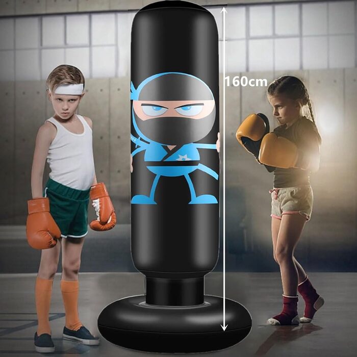 Дитячий боксерський мішок EIVONDA 160см з рукавичками та насосом для боксу, MMA, карате, таеквондо. Чорний