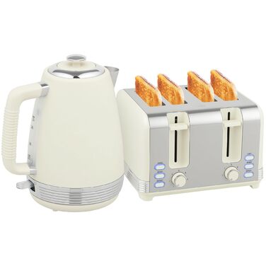 Набір HOMCOM для сніданку: чайник 1.7л та тостер на 4 скибочки з регулюванням підсмажування