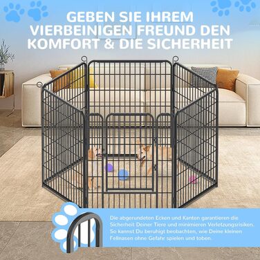 Клітка для цуценят, ігровий вольєр для собак, 65 x 80 см, металева, з дверцятами та засувом