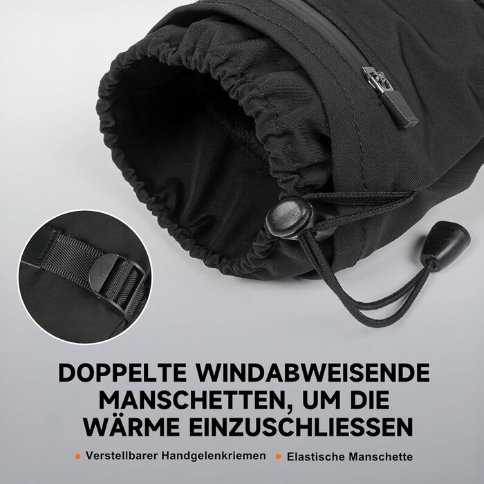 Гріючі рукавички з акумулятором 6000mAh USB, для жінок та чоловіків, 3 режими нагріву, водонепроникні, сенсорні, чорний, EU
