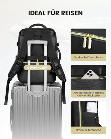 Рюкзак LOVEVOOK для ручної поклажі літака, жіночий, 40L, 45x36x20 см, для ноутбука 17 дюймів, бежевий