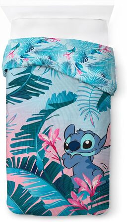 Комплект постільної білизни Jay Franco Disney Lilo & Stitch з квітами для однієї людини – дитяча постільна білизна, включає наволочку 80x80 см, бавовняна постільна білизна, що підходить для прання в машині, багатобарвна Lilo & Stitch 135x200/80x80 (2 штук