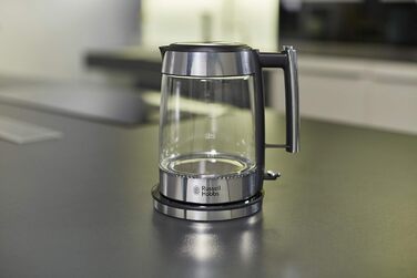 Електричний чайник Russell Hobbs Elegance з нержавіючої сталі та скла, 23380-56, 6 режимів підсмажування, підігрів, розморожування