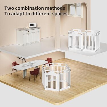 Вольєр для цуценят Gupamiga, розкладний вольєр для собак з дверима, вольєр для цуценят для квартири, міцний та гладкий, просте встановлення, білий (178 x 178 см), 8 штук (80 см)