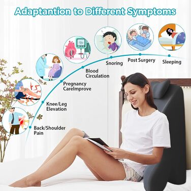 Лежак для ліжка та дивану, подушка-клинок, подушка для спини з ефектом пам'яті, ергономічна подушка для підтримки спини, шиї та ніг, для відпочинку, ігор, читання або перегляду телевізора