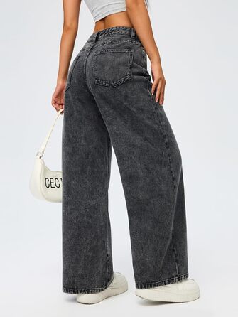 Джинси жіночі Damen Vintage Baggy чорні, широкі, прямі, стиль 90-х Y2K, streetwear, розмір S