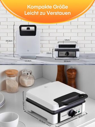 Електричний вафельниця FOHERE 2 шт. | 1200 Вт | Вафельниця, гриль для сендвічів, тостер | Антипригарне покриття