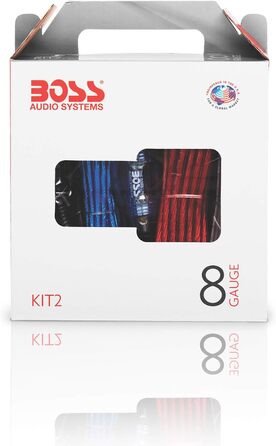 Набір кабелів для підсилювача BOSS AUDIO KIT2 8 AWG, монтажний комплект для авто, силовий кабель 3,27 мм, RCA, багатобарвний