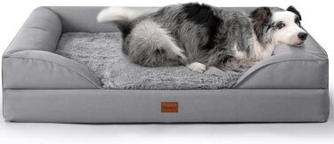 Gimars 9.5 inch Orthopedic Dog Bed for Extra Large Dogs, XL Dog Bed with Bolster & 28D Egg Crate Mattress, Waterproof Cover, Washable Plush Cover, Dog Sofa for Arthritic Dogs - half round (Rectangular, (9.5 inch Mattress) L 104 x W 81 x H 18 cm)