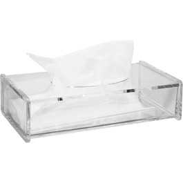 Fantasia 1222 Cosmetic Tissue Box, Acrylic, Empty, Flip-Top Lid, Dimensions: 26 x 13.5 x 5.5 cm