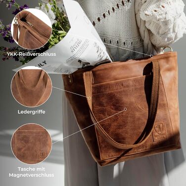 Сумка жіноча шкіряна через плече Berliner Bags Verona вінтажний стиль, велика сумка-шопер з YKK блискавкою, колір верблюжий