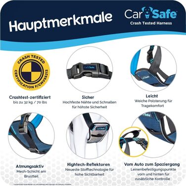 CarSafe: Автомобільний шлейка для собак, безпечний та комфортний (розмір L, Blue)