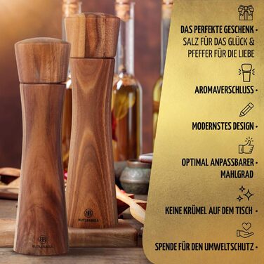 Salt and pepper mill made of wood, including coaster, in a luxury gift box. Ideal as a wedding gift | Wedding gifts | Wedding gifts for the bridal couple | Housewarming gift