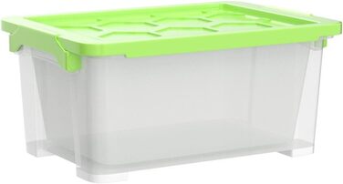 Rotho Evo Safe Keeping Storage Boxes with Lid, Plastic, Turquoise/Transparent (15l, 3-Piece Set)