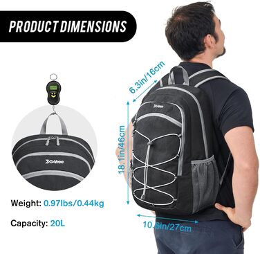Small Backpack / 20L Unisex Daypack Lightweight Travel Backpack Hiking Backpack Trekking Backpack for Hiking Cycling (Dark Grey, 20 Liters)