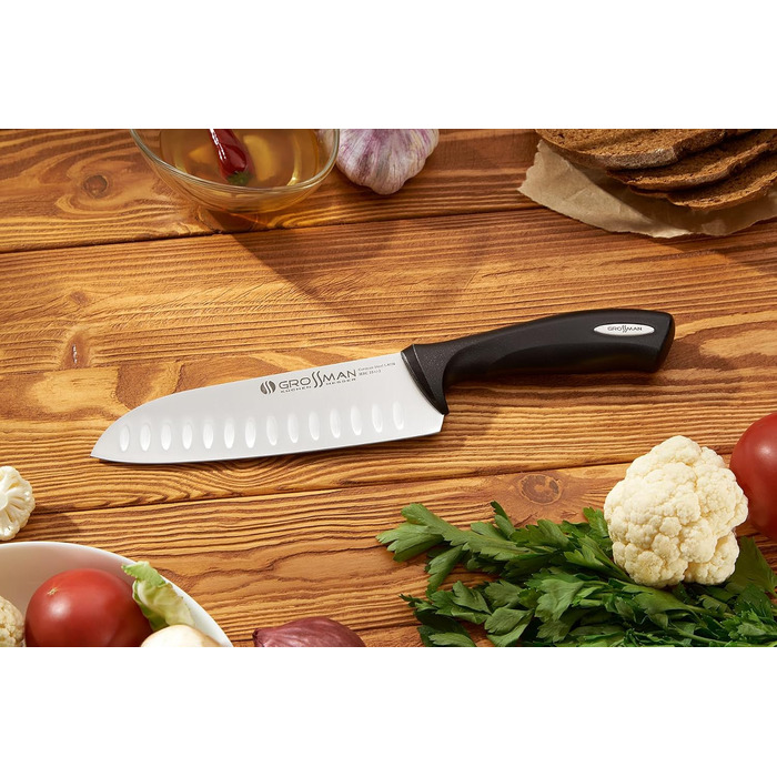 Ніж кухонний Grossman 110EP Santoku, 29 см, сталь, ергономічна ручка