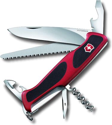 Мультитул Victorinox RangerGrip 55, Швейцарський  ніж, 12 функцій, червоно-чорний
