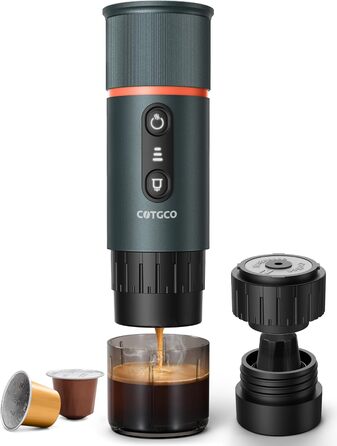 Портативна кавомашина для еспресо COTGCO 20 bar з акумулятором 13500mAh | Сумісна з капсулами NS | Для кемпінгу, авто, офісу (Блакитна)