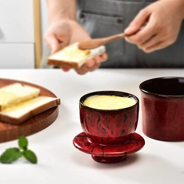 Ceramic Butter Container – Ceramic Butter Dish with Water Line for Countertop, Keeps Butter Fresh, Blue