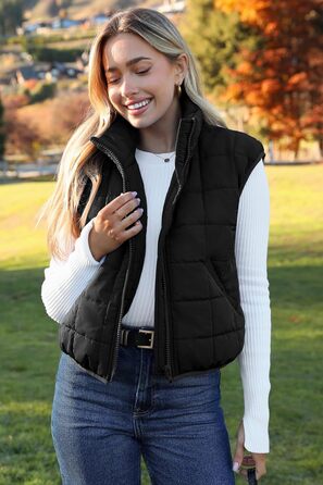 Жіноча степкова жилетка ZEAGOO без рукавів, тепла на осінь/зиму, чорна, з кишенями