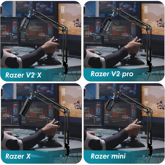 Тримач для мікрофона YOUSHARES Seiren V2 X: сумісний з Seiren Mini, V3 Mini/Chroma, Razer Seiren V2 X/Pro, Seiren X. Тримач з кабелями, стійка для стрімінгу та геймінгу