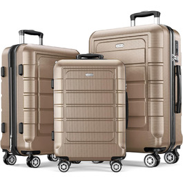 Набір валіз SHOWKOO 3 шт. з жорсткою обшивкою, розширюваний, з TSA замком, 4 колеса (M, L, XL) - Колір: Champagner