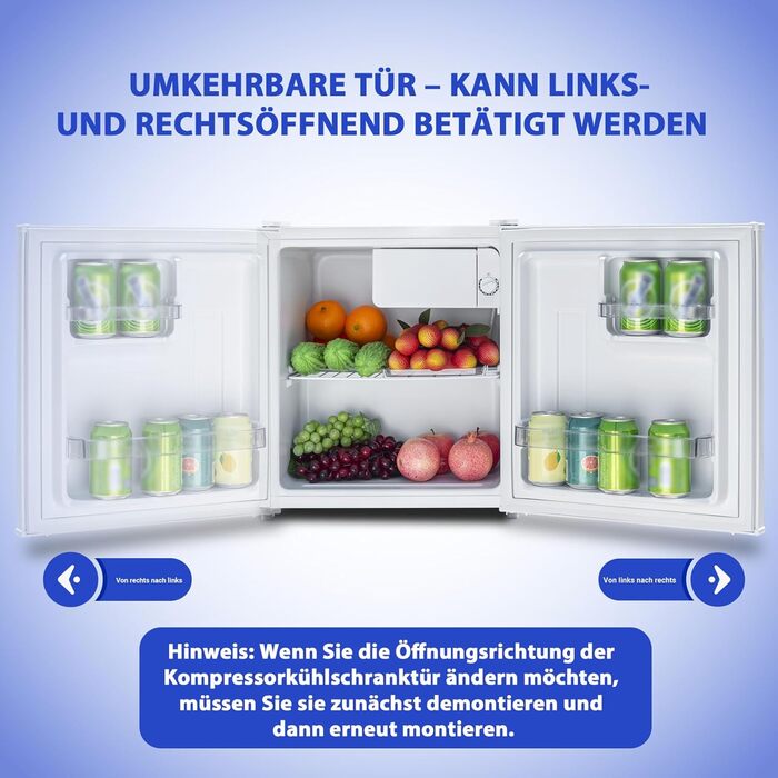 Міні холодильник 45L, білий, без морозильної камери, тихий, для кухні, офісу, спальні, невеликих квартир, готелів, 0-10°C