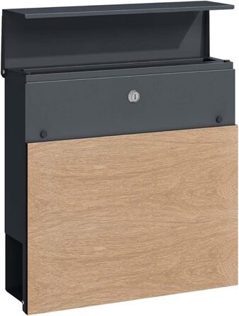 Поштовий ящик настінний SCHARTEC SPB-6 дерев'яний світло-сірий та антрацит з газетницею, сучасний, великий