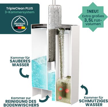 Набір для миття підлоги WONDERHOME TripleClean Plus: відро, моп з 3-камерною системою та 3 мікрофібрових насадок