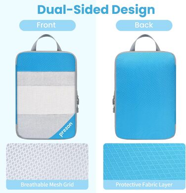 Набір компресійних органайзерів для валізи 6 шт, прозорий, легкий, з міцного катіонного матеріалу, синій