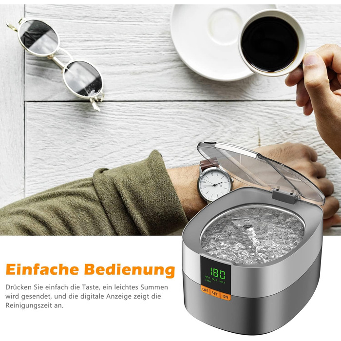 Ультразвукова мийка KECOOLKE для прикрас, ювелірних виробів, монет та годинників з цифровим таймером