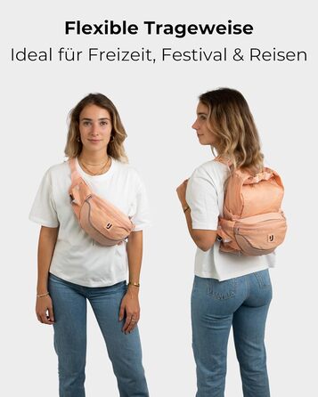 Джонні Ербан Баухташе Дамен & Herren Peach - Jimmy - 2в1 Поясна Сумка з Рюкзаком - Складаний Рюкзак для Фестивалю - Мультифункціональна та Водовідштовхувальна