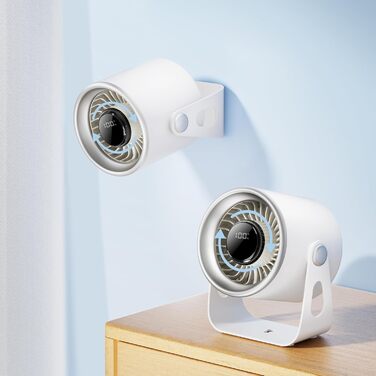 Тихий настільний вентилятор з цифровим дисплеєм, 100-рівневе регулювання & 135° нахил - ідеальний для офісу, спальні, кухні, дому та відпочинку на природі - білий